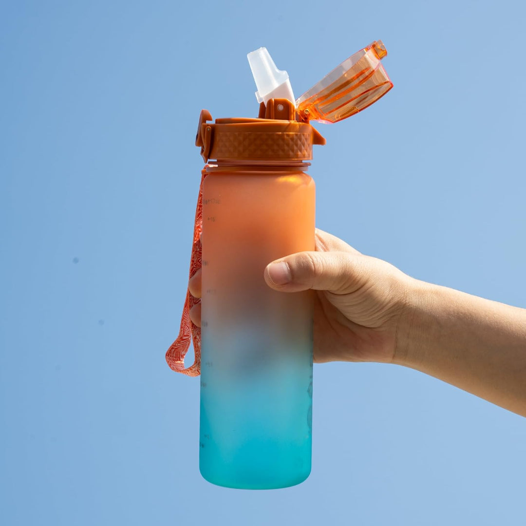 Unisex Tritan water bottle for family hydration, comes with both straw & chug lid options for all ages.