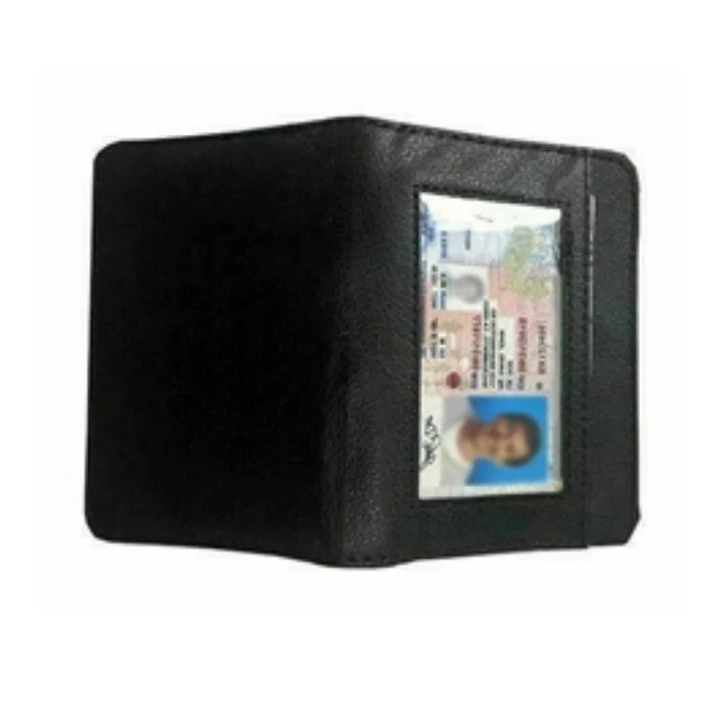 Secure lock wallet, unisex design. RFID blocking card holder for identity protection & travel safety. Slim leather look zip wallet.