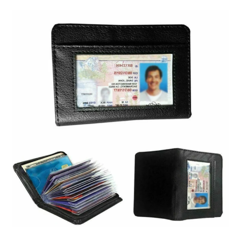 Leather look unisex security wallet with RFID blocking. Slim card holder & zip lock for identity protection. Travel safe & secure.