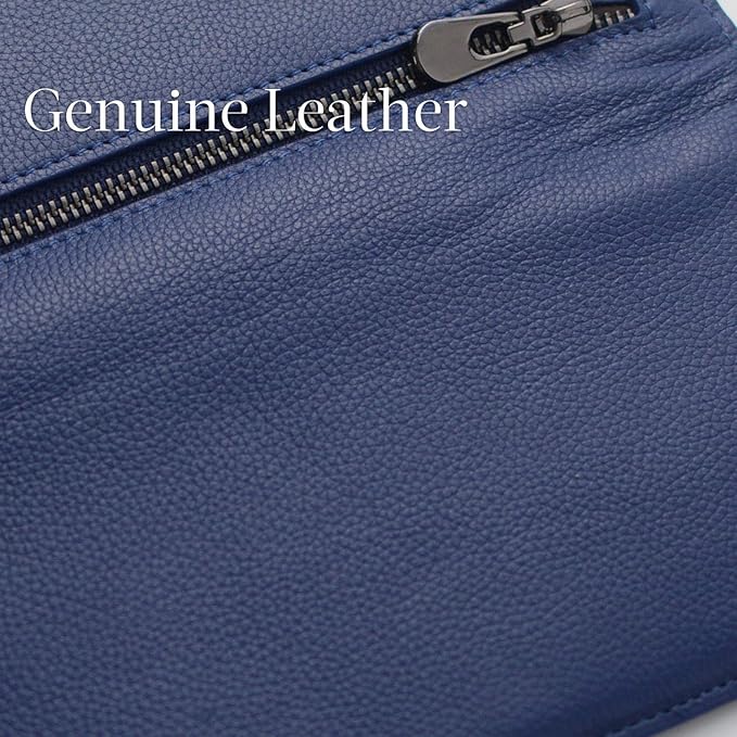 Slim RFID blocking leather cardholder wallet in brown, open view showing card slots