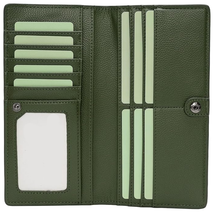 Compact black leather card wallet with RFID security, ideal for essential cards, top view