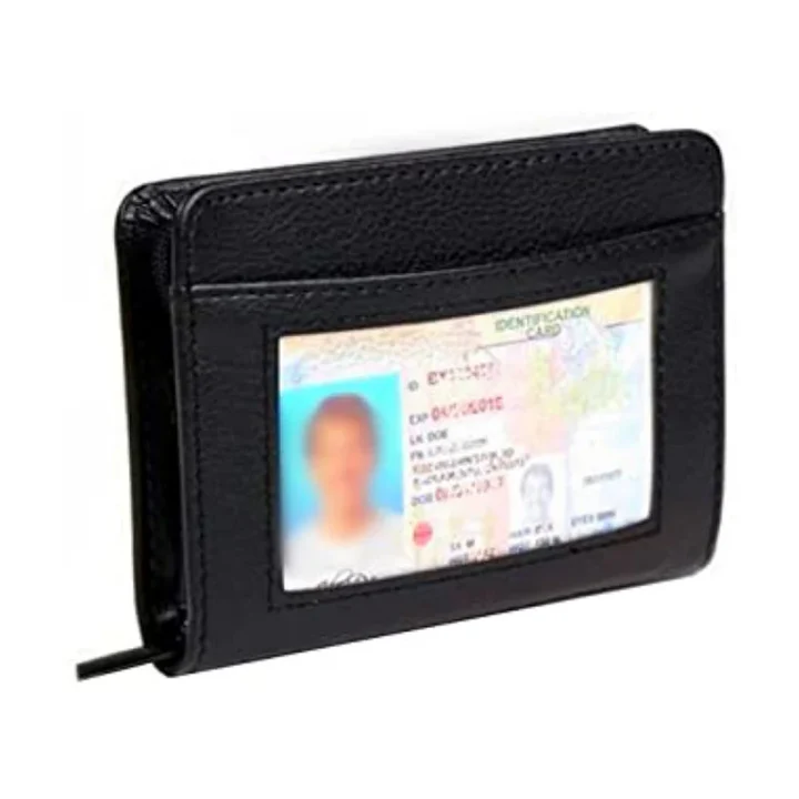 Secure lock RFID blocking zip wallet. Protects credit cards & IDs from fraud. Essential unisex travel accessory.