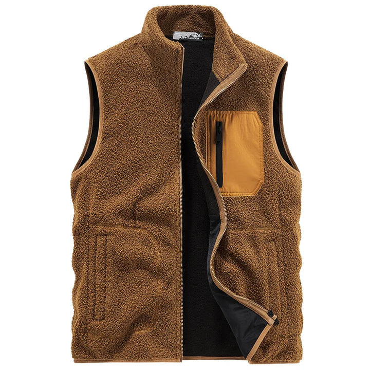Unisex Ridge Fleece Vest for Everyday Warmth. Cozy sherpa vest, perfect warm outerwear for winter layering.