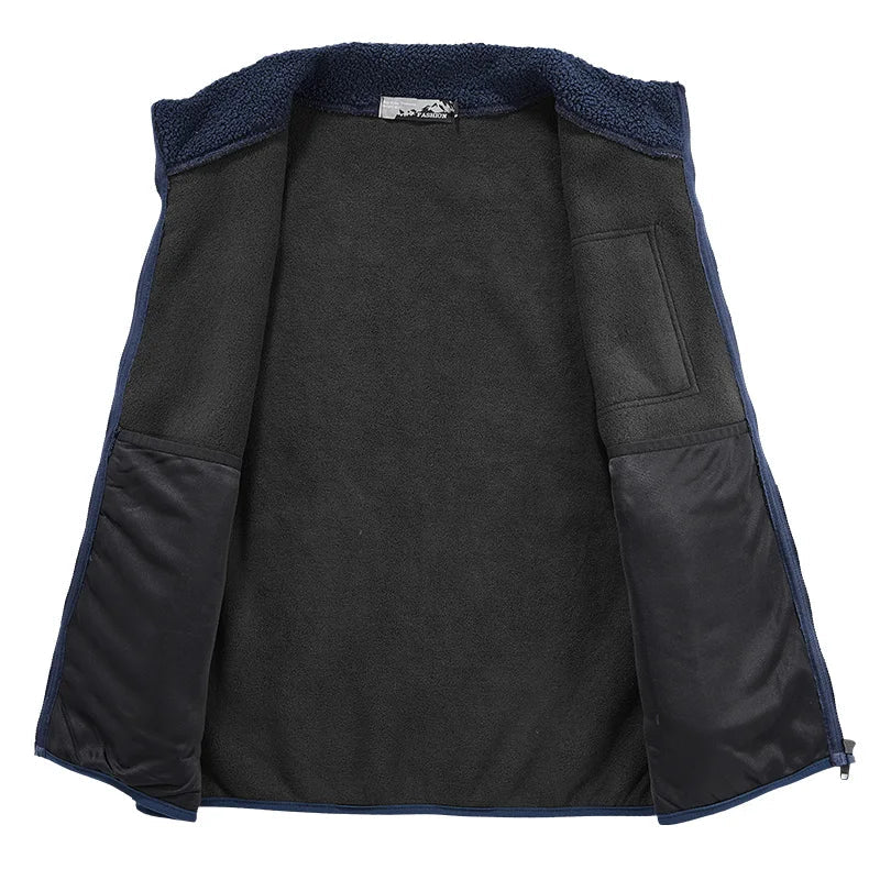 Close-up of soft Ridge fleece texture on a comfy unisex vest. Ideal for cozy winter warmth and layering.