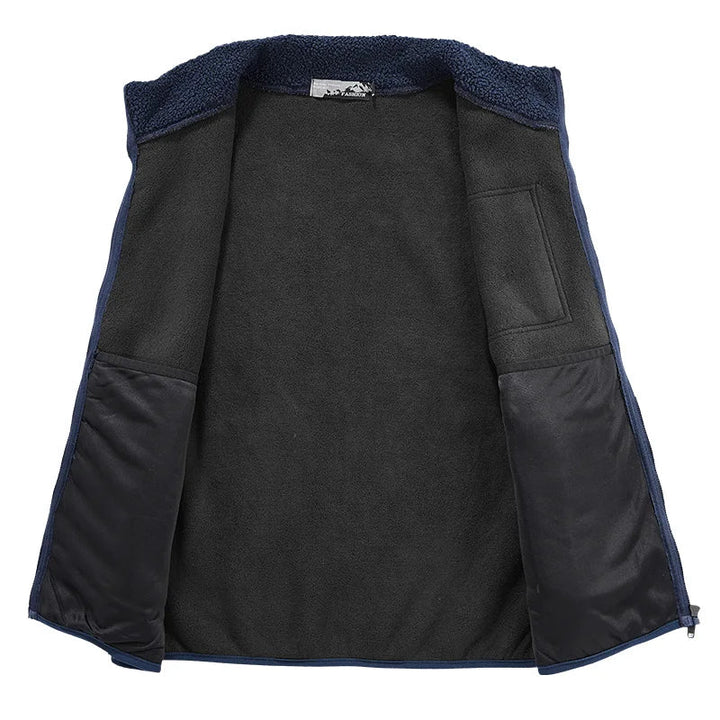 Close-up of soft Ridge fleece texture on a comfy unisex vest. Ideal for cozy winter warmth and layering.