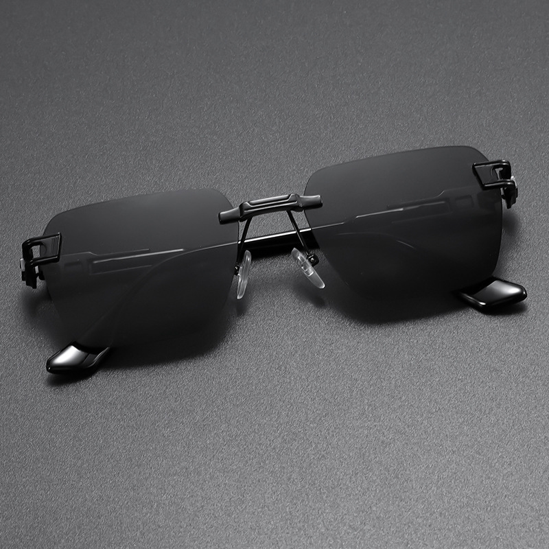 Unisex rimless aviator sunglasses offering superior UV protection and crystal clear vision.