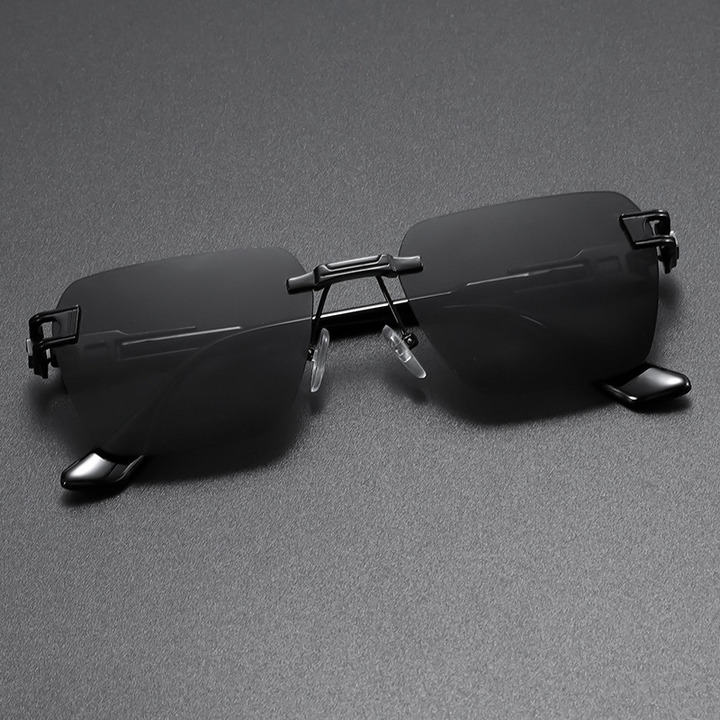 Unisex rimless aviator sunglasses offering superior UV protection and crystal clear vision.
