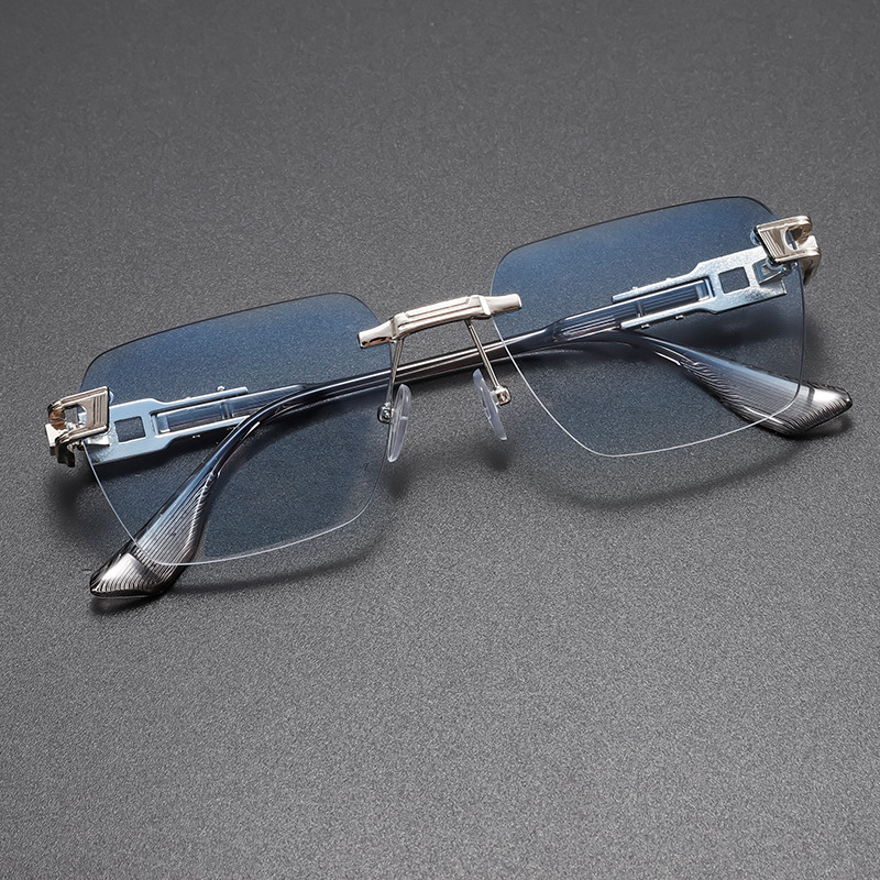 Fashionable unisex rimless aviator sunglasses, combining sleek design with durable alloy for daily wear.