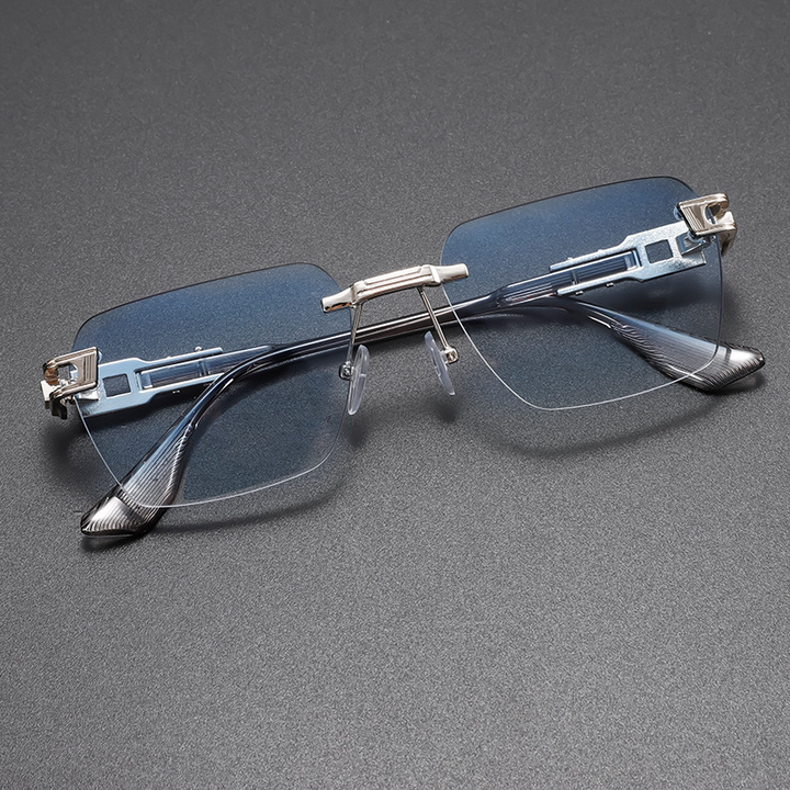 Fashionable unisex rimless aviator sunglasses, combining sleek design with durable alloy for daily wear.
