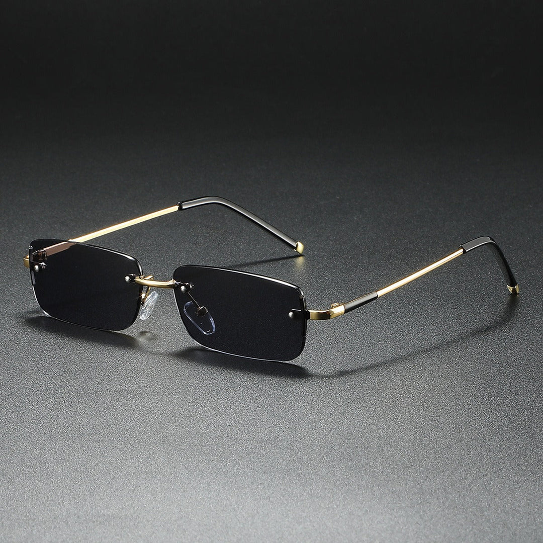 Lightweight rimless rectangle eyewear with gradient lenses, offering a modern, comfortable unisex fit.