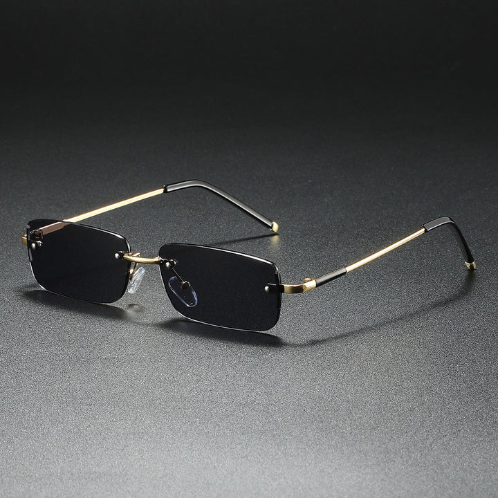 Lightweight rimless rectangle eyewear with gradient lenses, offering a modern, comfortable unisex fit.
