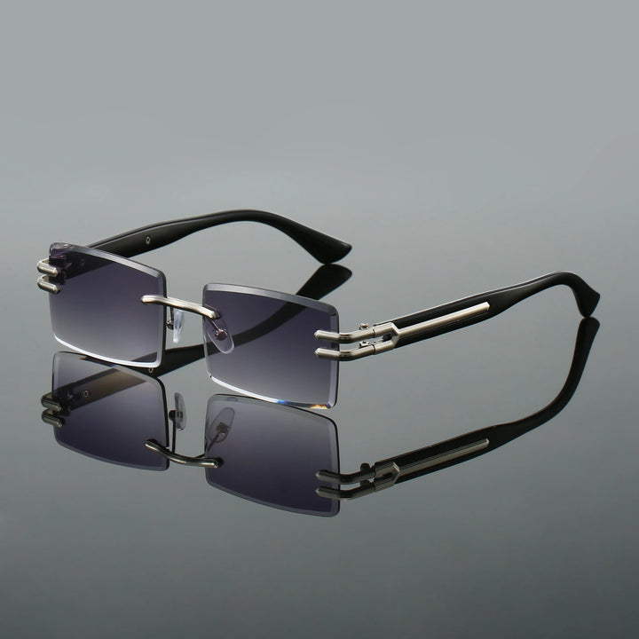 Modern unisex rectangular rimless shades with UV400 eye protection. Perfect stylish accessory with gradient lenses.