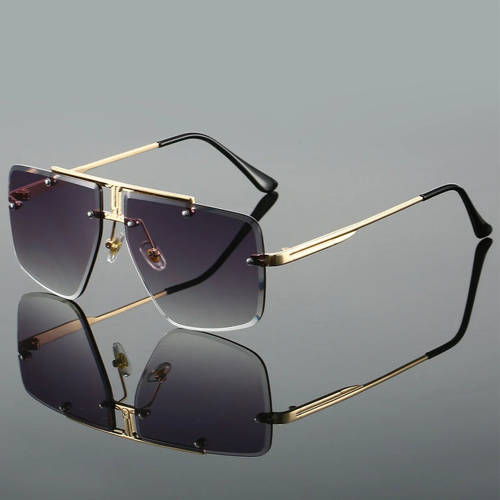 Lightweight unisex rimless square sunglasses, a stylish accessory with essential UV400 eye protection.