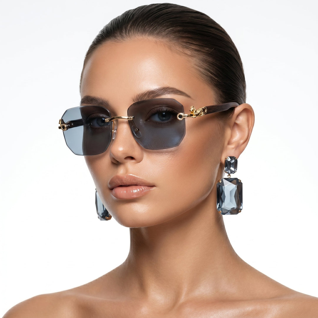 Unisex rimless UV protection sunglasses for stylish summer eyewear. Fashionable accessories for all.