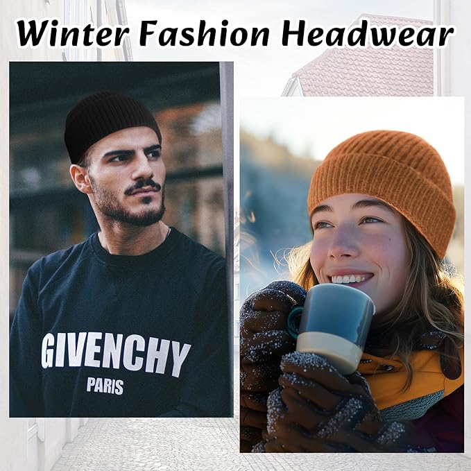 Person adjusting Robin unisex knitted beanie hat, low cuff, comfortable winter fashion