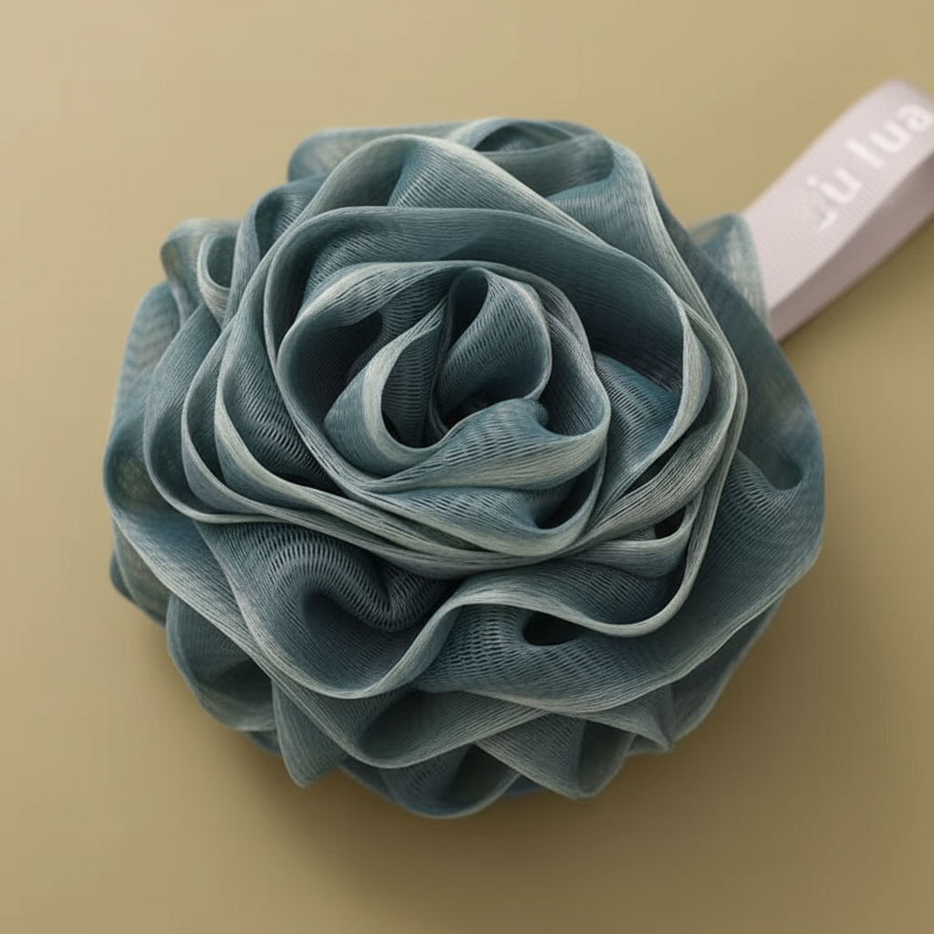Soft rose-shaped bath sponge, a luxurious shower accessory for daily body care