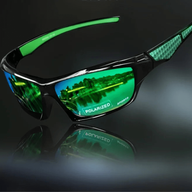 Close-up of stylish round polarized sunglasses, featuring UV400 protection for fashion & anti-glare.