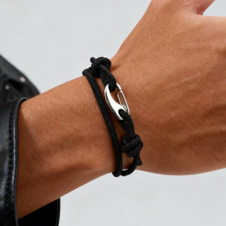 Adjustable unisex rope bracelet with a strong hook clasp, perfect for durable, rugged everyday style.