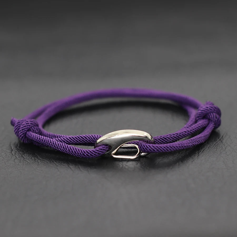 Rugged rope bracelet, adjustable fit, secure hook clasp, ideal unisex active wear.
