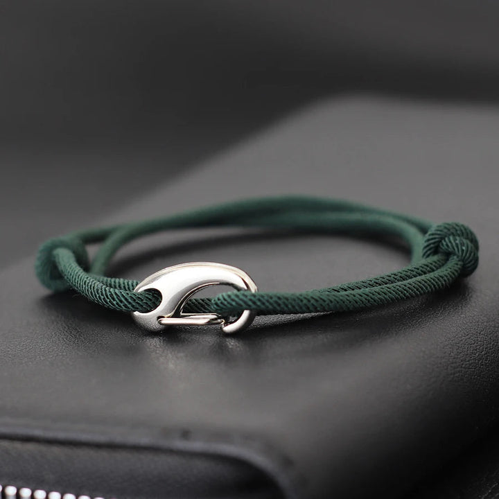Waterproof rope bracelet, unisex design, secure hook clasp, adjustable for perfect rugged fit.