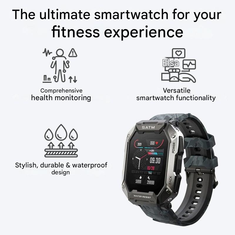 High-performance unisex rugged smartwatch. Your ultimate fitness tracker, health monitor & outdoor companion.