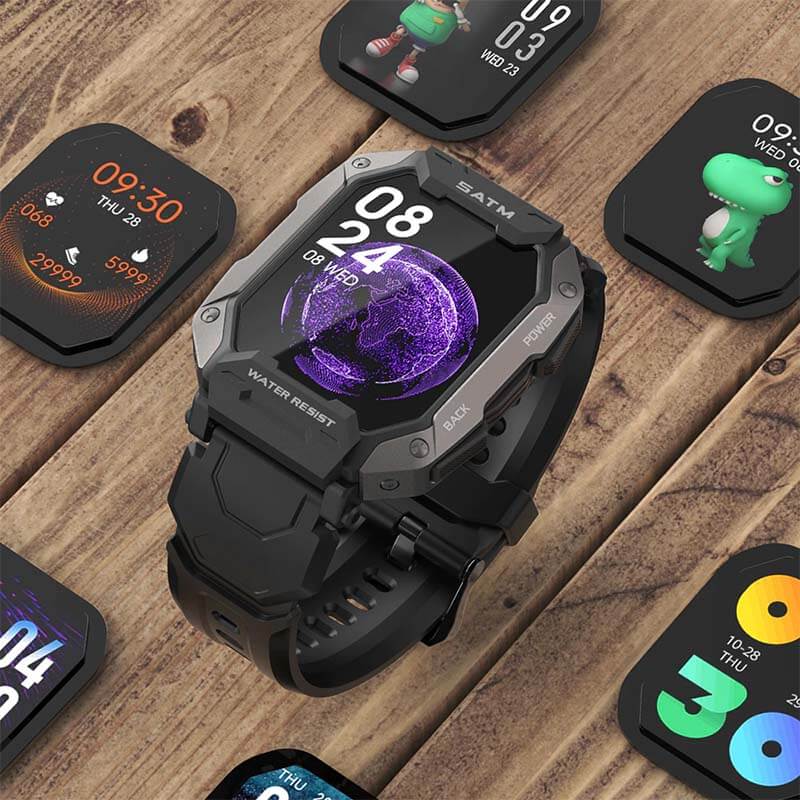 ForgeTech rugged smartwatch, unisex, with advanced health tracking for active lifestyles & outdoor adventures.
