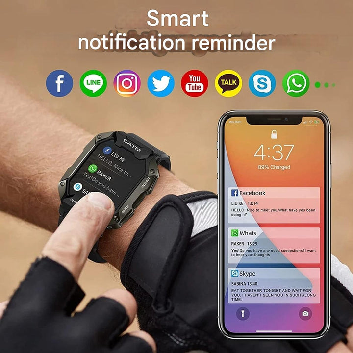 Tough, water-resistant unisex smartwatch. Durable tech for daily health tracking, fitness & outdoor adventures.
