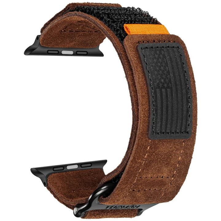 Adventure-ready suede tactical watch strap with a durable design, perfect for outdoor enthusiasts and active wear.