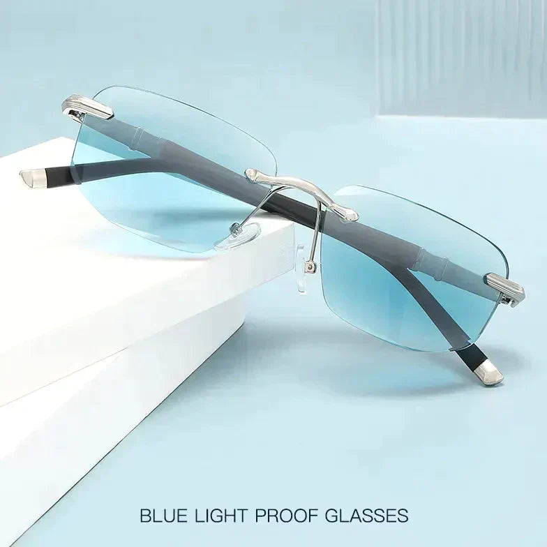 Lightweight unisex Sapphire photochromic reading & sun glasses with progressive anti-blue light polarized lenses.