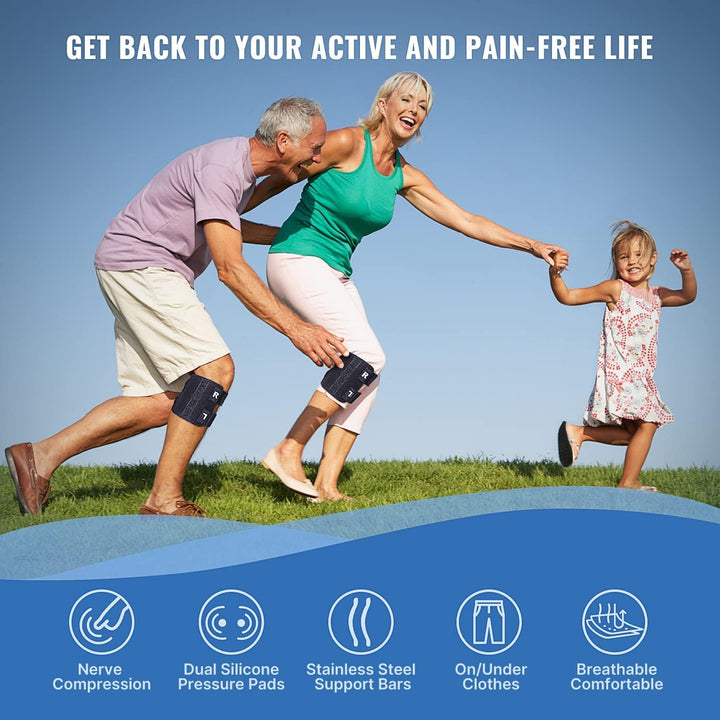 Therapeutic adjustable knee brace for sciatica, nerve, and muscle pain relief.