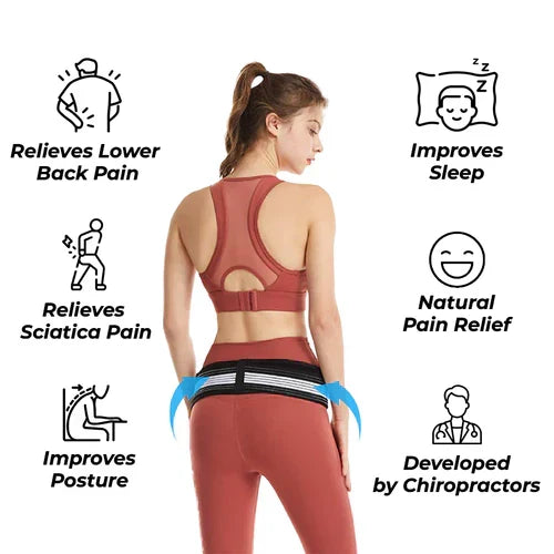 Sciatica pain relief brace. Unisex lower back & hip support for SI joint mobility.