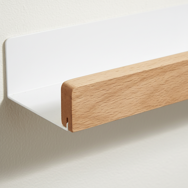 Walnut wood wall-mounted bathroom storage shelf, ideal for organization and home decor