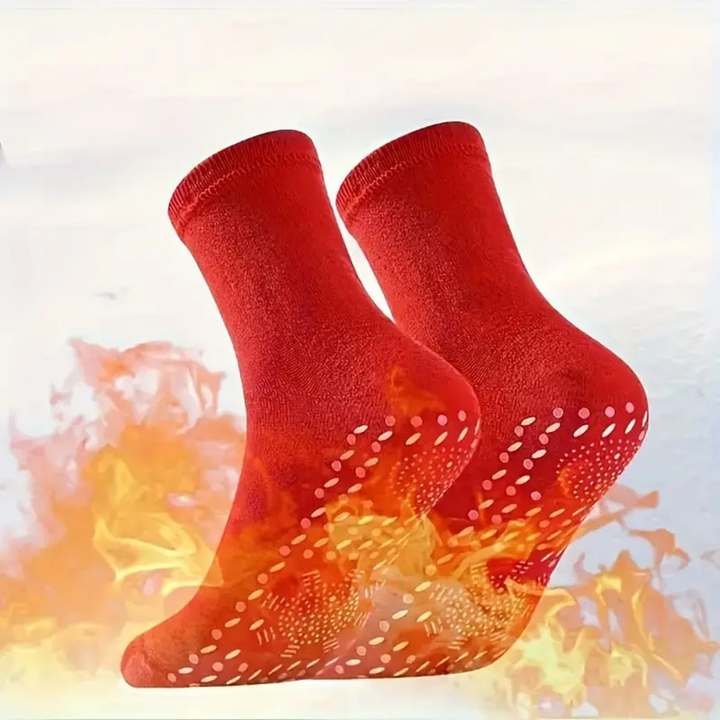 Rechargeable heated thermal socks for men & women, perfect as foot warmers for winter sports & outdoor gear.