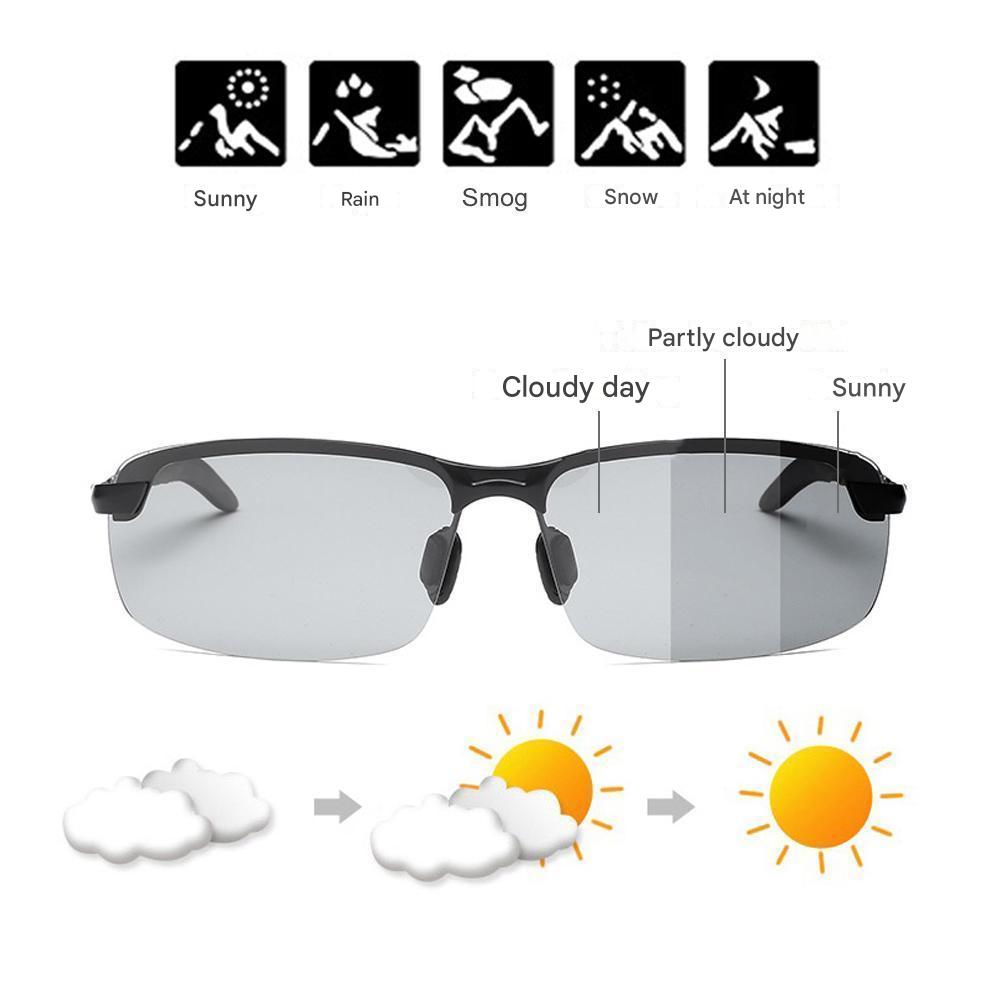 Nils unisex self-tinting polarized outdoor glasses. Photochromic, anti-glare, UV protection for changing light.