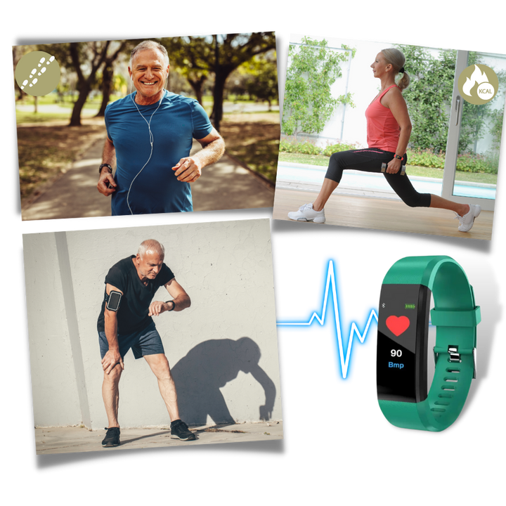 Sleek black unisex senior smartwatch, a perfect gift for health-conscious elders.