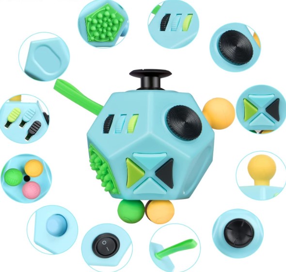Calming CalmiCube sensory fidget toy, ideal for anxiety relief & focus aid. Engages hands for stress reduction.