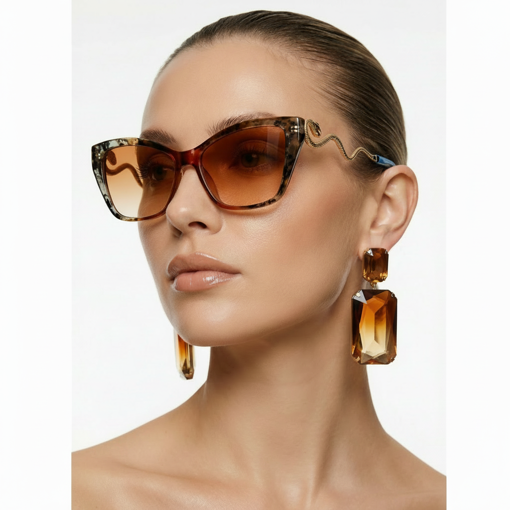 Bold Serpentina fashion eyewear for unisex style, featuring UV protection and a trendsetting statement look.