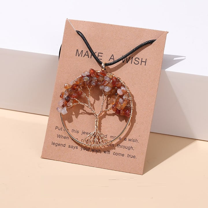Stainless steel Seven Chakras Tree of Life necklace. Unisex spiritual healing pendant.