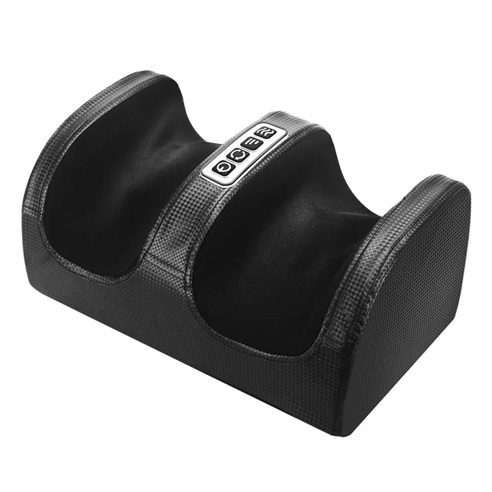 Close-up of Shiatsu foot massager providing deep tissue massage with soothing heat. Foot pain relief & muscle relaxation.