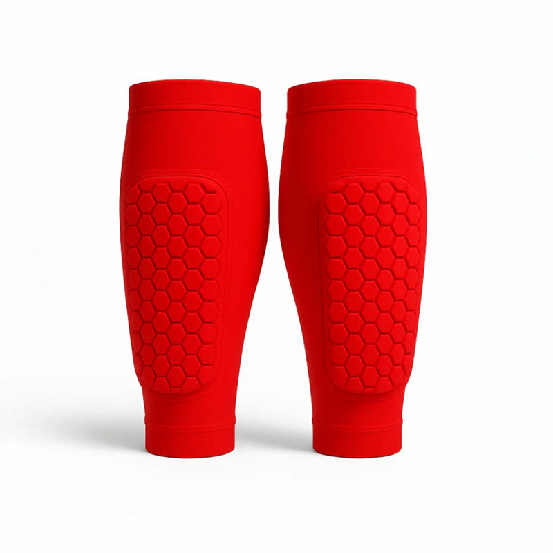Comfortable unisex shin pads, ideal sports gear for skiing & soccer, preventing shin splints & injury.