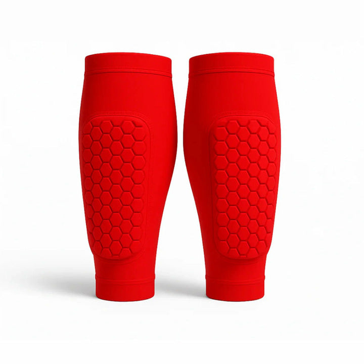 Comfortable unisex shin pads, ideal sports gear for skiing & soccer, preventing shin splints & injury.