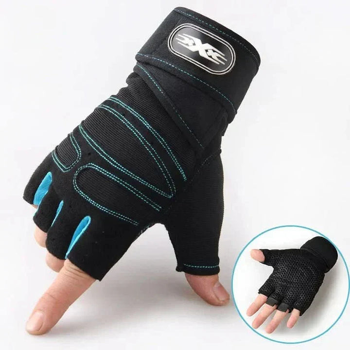 Breathable shock-resistant training gloves with secure wrist support for cycling & gym.