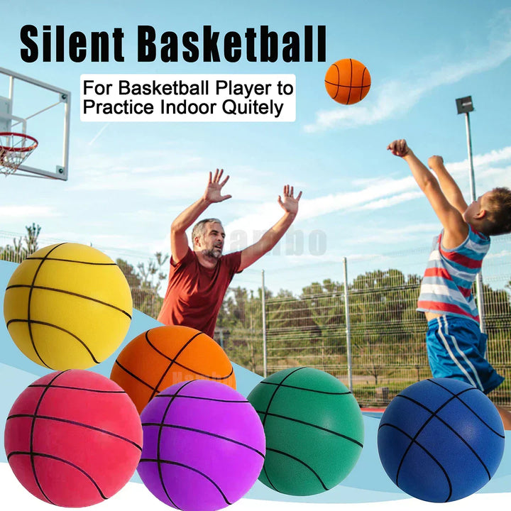 Silent basketball for indoor practice. Lightweight foam ensures quiet dribbling & skill development.