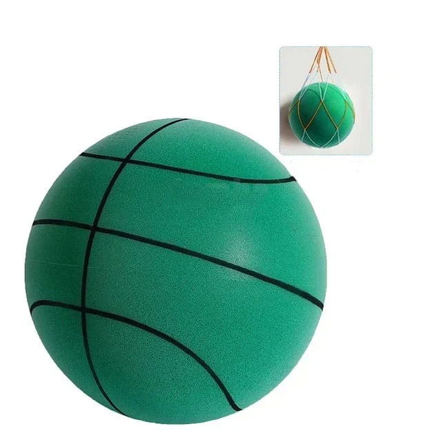 Orange silent basketball, unisex, for quiet indoor fitness & skill training. Noiseless foam sports equipment.