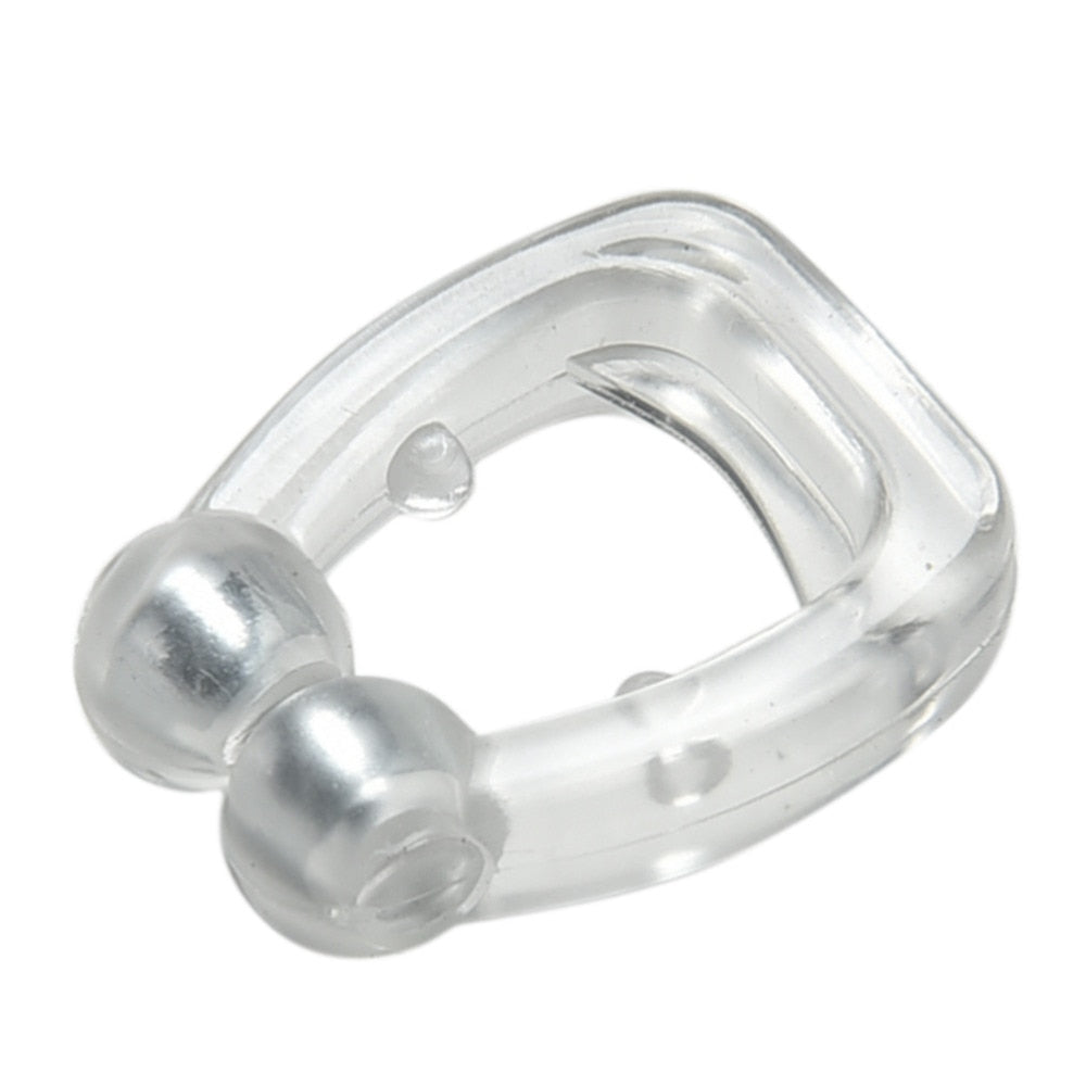 Ergonomic anti-snore nose clip, a discreet sleep solution for men & women seeking quiet, comfortable sleep.