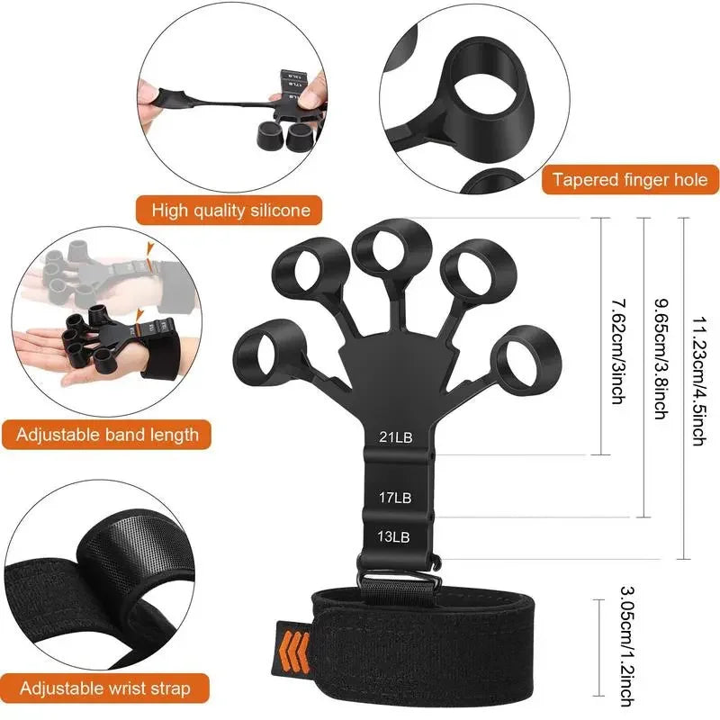 Durable silicone hand & finger strengthener for unisex grip training, forearm workout, and strength building.