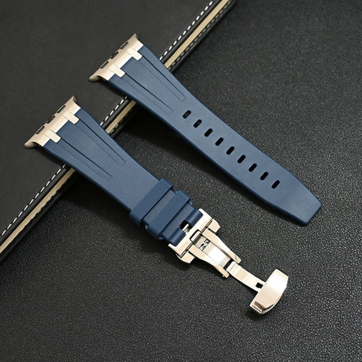 Perfect fit unisex silicone smartwatch band with an easy-to-attach titanium buckle. Durable & stylish.