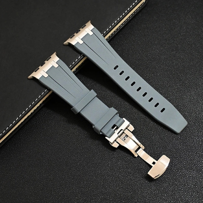 High-quality unisex silicone smartwatch band, durable and comfortable, with a resilient titanium buckle.