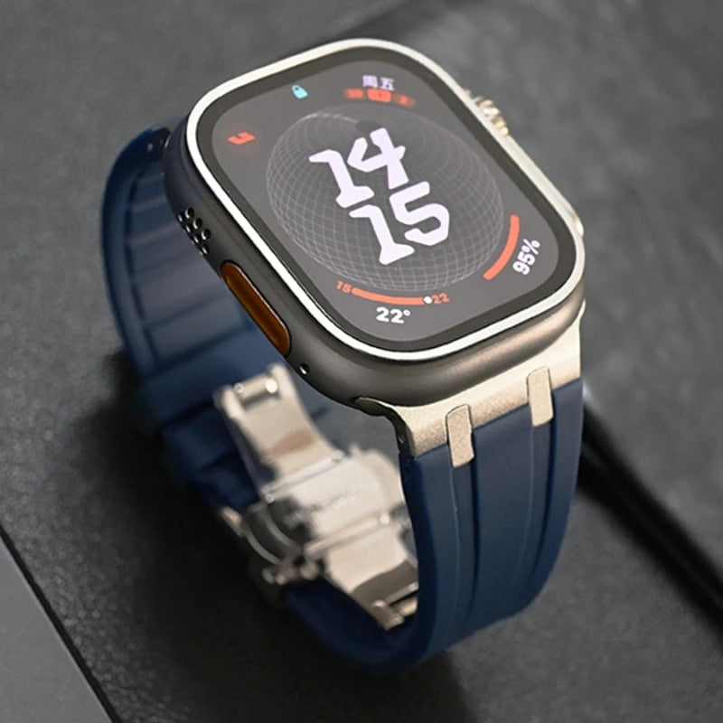 All-day comfort with this unisex silicone smartwatch band, complete with a durable titanium buckle.