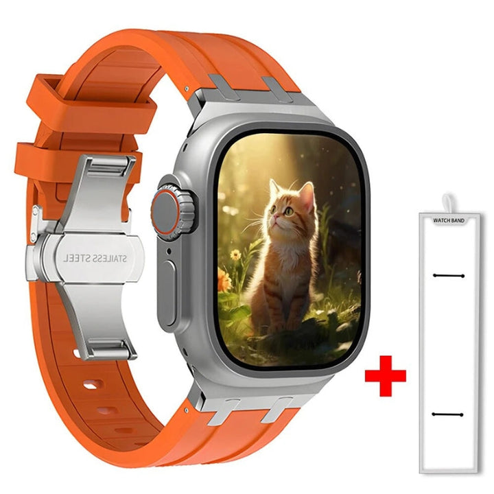 Comfortable & durable unisex silicone smartwatch wristband with a premium quick-release titanium buckle.